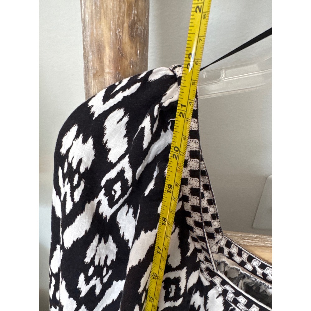 Christian Siriano Boho Ikat & Crochet Lace Insert Top Linen Black Ivory size XL - Picture 6 of 10